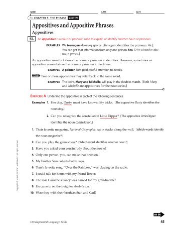 Appositives and Appositive Phrases
