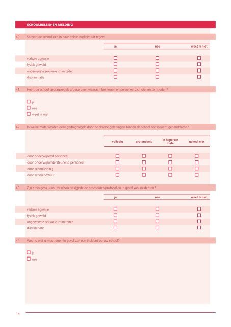 Vragenlijst Agressie, geweld, ongewenste seksuele intimiteiten en ...