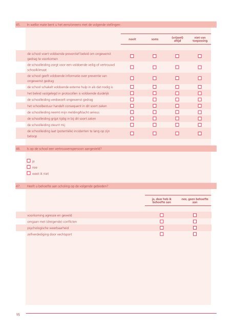 Vragenlijst Agressie, geweld, ongewenste seksuele intimiteiten en ...
