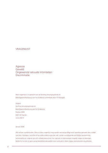 Vragenlijst Agressie, geweld, ongewenste seksuele intimiteiten en ...
