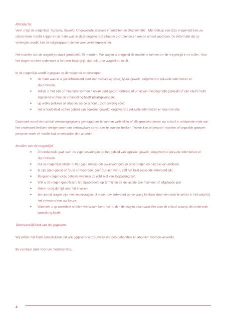 Vragenlijst Agressie, geweld, ongewenste seksuele intimiteiten en ...