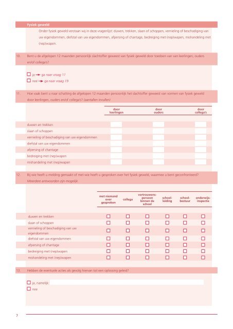 Vragenlijst Agressie, geweld, ongewenste seksuele intimiteiten en ...