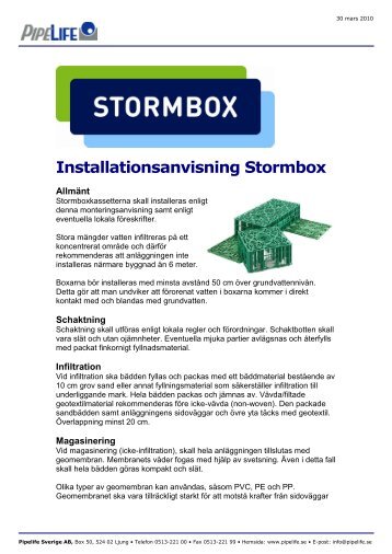 Installationsanvisning Stormbox - Pipelife