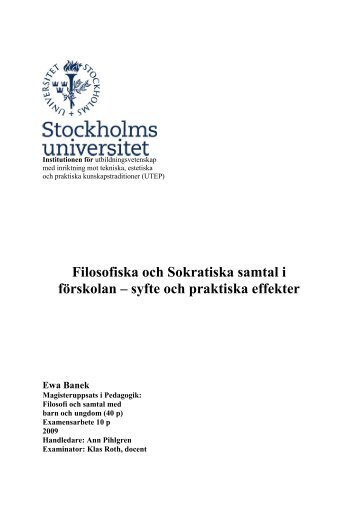 Filosofiska och Sokratiska samtal i förskolan – syfte och praktiska ...