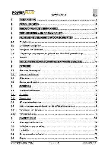 POWXG2015 1 TOEPASSING ... - Handleidingen