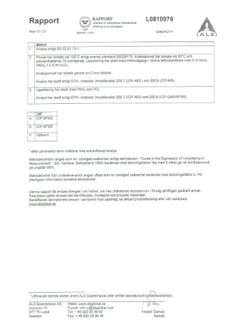 och grundvattenanalyser för 2008 (rapport 1 av 4)