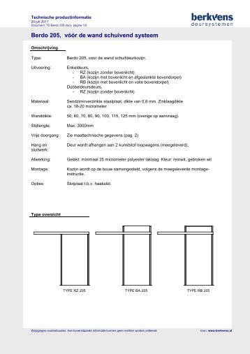 Berdo 205, vóór de wand schuivend systeem - Berkvens