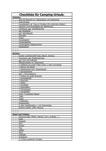 Checkliste für Camping-Urlaub: