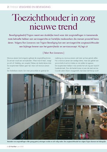 Toezichthouder in zorg nieuwe trend - Facilicom