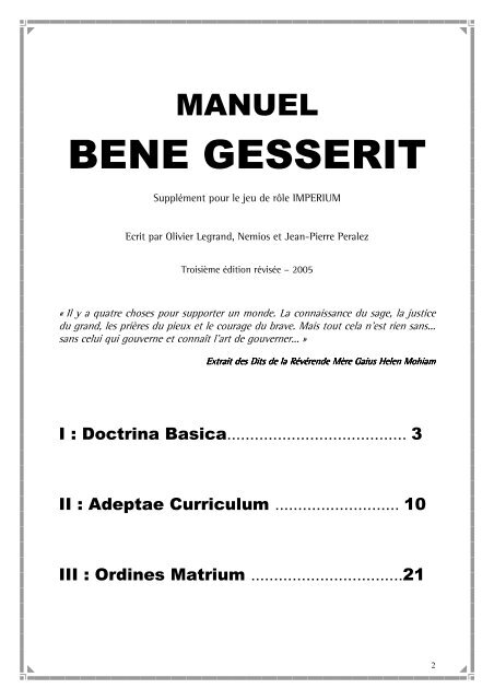 manuel bene gesserit - Olivier Legrand