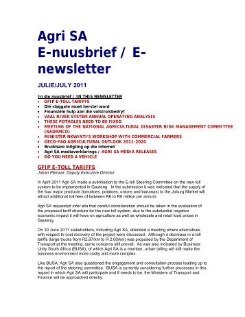 Agri SA E-nuusbrief / E- newsletter