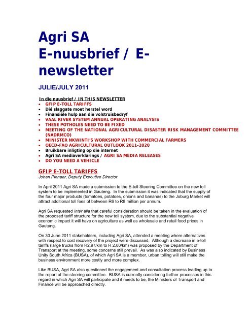 Agri Sa E Nuusbrief E Newsletter