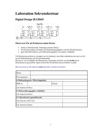 Laboration Sekvenskretsar Digital Design IE1204/5 - KTH