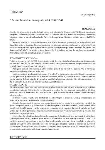 Tabacum* - Dr. Gheorghe Jurj - Homeopatie