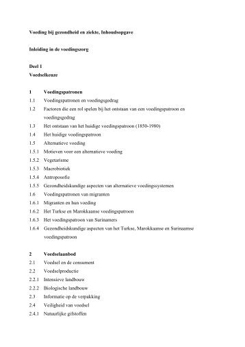 Inhoudsopgave - Voeding Noordhoff