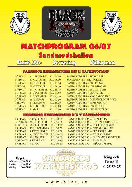 MATCHPROGRAM 06/07 - Sandareds IBS