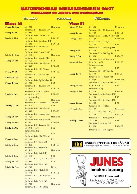 MATCHPROGRAM 06/07 - Sandareds IBS