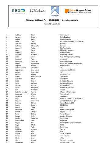 Deelnemerslijst Nieuwjaarsreceptie 2012 - UPSI-BVS