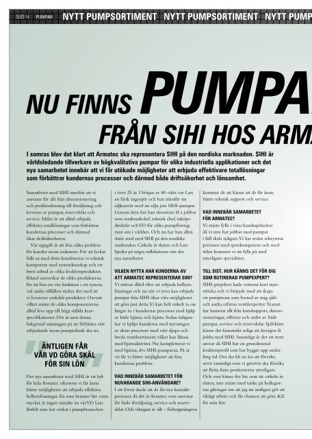 NU FINNS PUMPARNA FRåN SIHI HOS ARMATEC