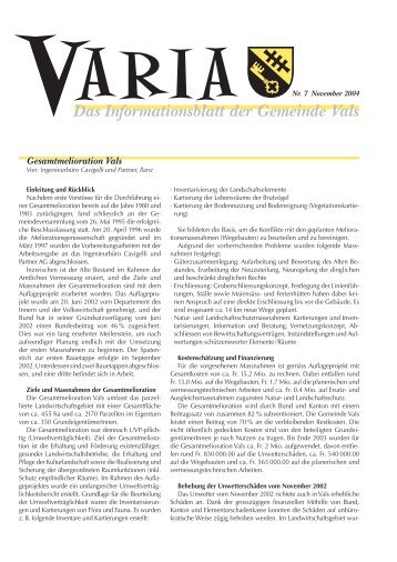 Das Informationsblatt der Gemeinde Vals