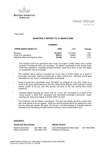 3M 2008 full announcement (90 kb) - British American Tobacco