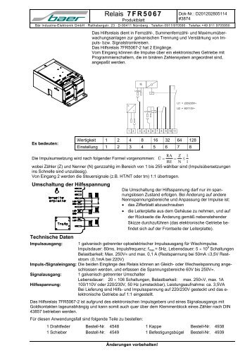 Relais 7FR5067 - Baer Gmbh