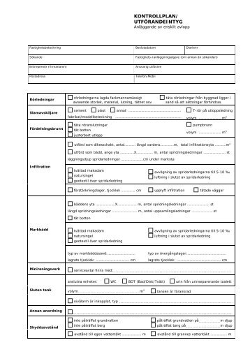 KONTROLLPLAN/ UTFÖRANDEINTYG - Sävsjö kommun