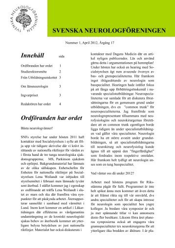 medlemsbladet som pdf - Svenska Neurologföreningen