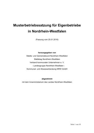 Mustersatzung Eigenbetriebe