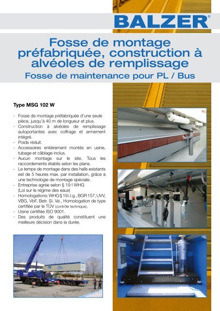 Fosse de maintenance pour PL / Bus - Balzer