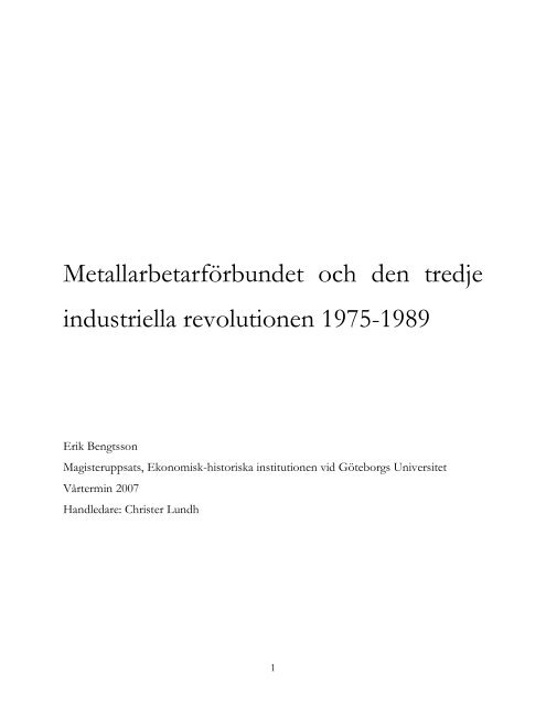 Metall och tredje industriella revolutionen - Juhani Kulo