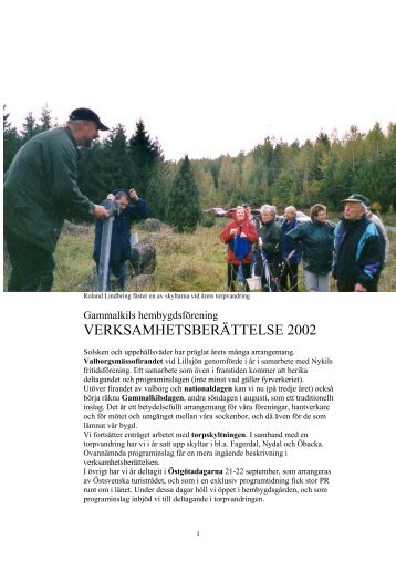 Verksamhetsberättelse för år 2002 - Gammalkils Hembygdsförening