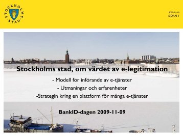 Stefan Carlsson, Stockholms stad - BankID e-legitimation