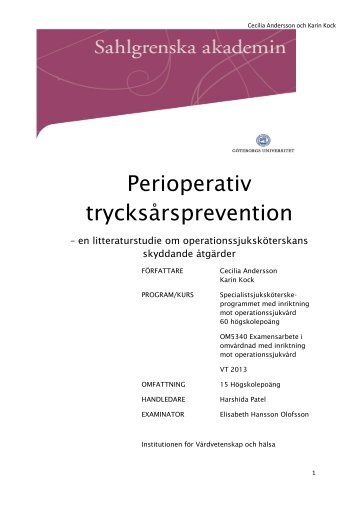 Perioperativ trycksårsprevention – en litteraturstudie om ...