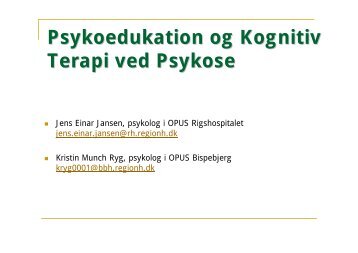 Psykoedukation og Kognitiv Terapi ved Psykose - OPUS