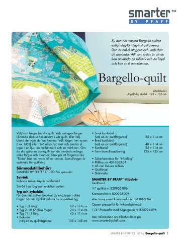 Sömnadsinstruktion Quilt (PDF) - smarter by pfaff