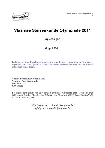 Opgaven en antwoorden VSO 2011 - Vlaamse Sterrenkunde ...