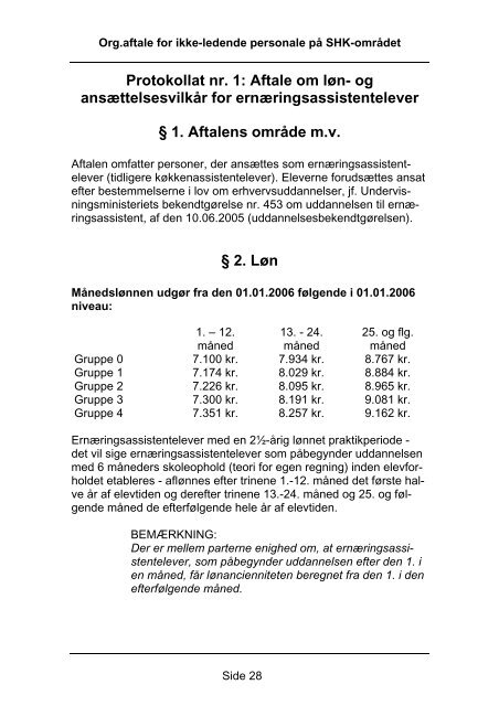 Organisationsaftale om løn- og ansættelsesvilkår for ikke-ledende ...