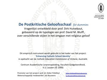 De Postkritische Geloofsschaal for dummies - KU Leuven