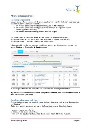 Alluris cijferregistratie - Intranet