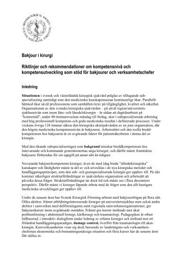 Bakjour i kirurgi - Svensk Kirurgisk Förening