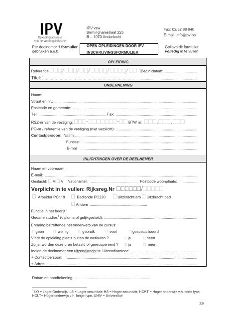 Vleeswaren opleidingen - IPV