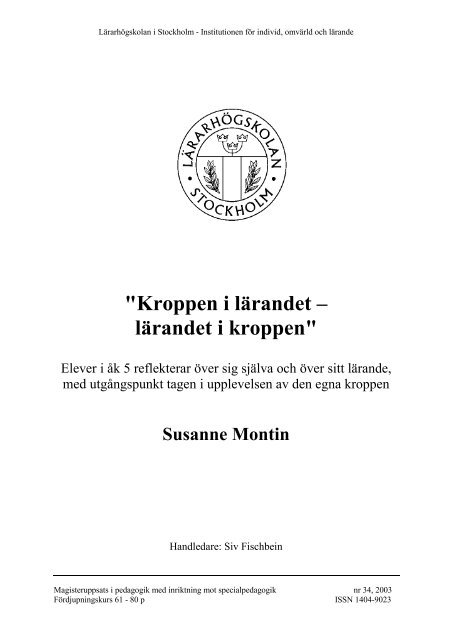 "Kroppen i lärandet – lärandet i kroppen" - och ...