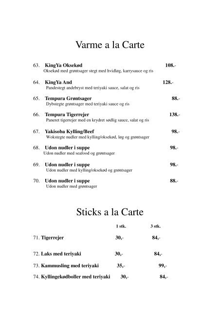 Forretter Sushi Menu - kingya.dk