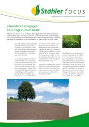 S'investir et s'engager pour l'agriculture suisse - Stähler SA