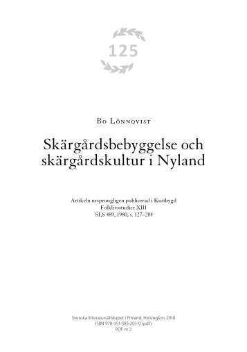 Skärgårdsbebyggelse och skärgårdskultur i Nyland - Svenska ...