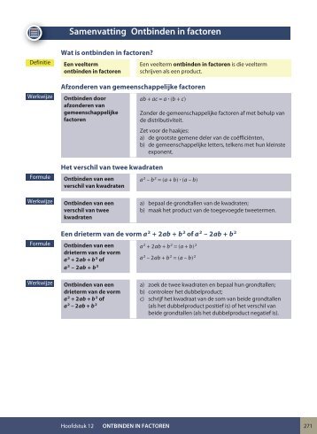 Samenvatting Ontbinden in factoren