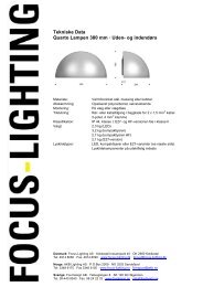 Tekniske data og monteringsanvisning - Focus Lighting