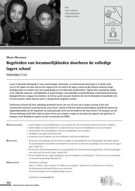 Nascholingsbrochure basisonderwijs 2013-2014 - Pedic