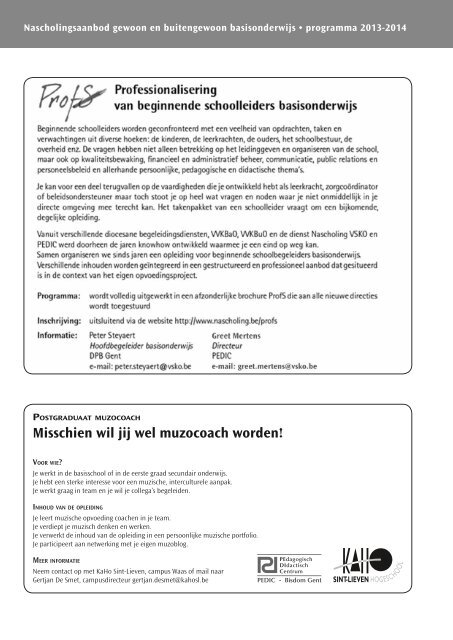 Nascholingsbrochure basisonderwijs 2013-2014 - Pedic